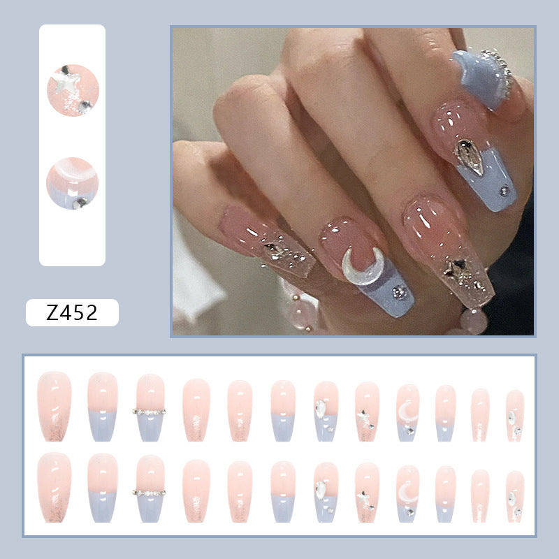 Stars and Moon Fake Nails for Women – Long Press-On Nails Set | Celestial Nail Art USA