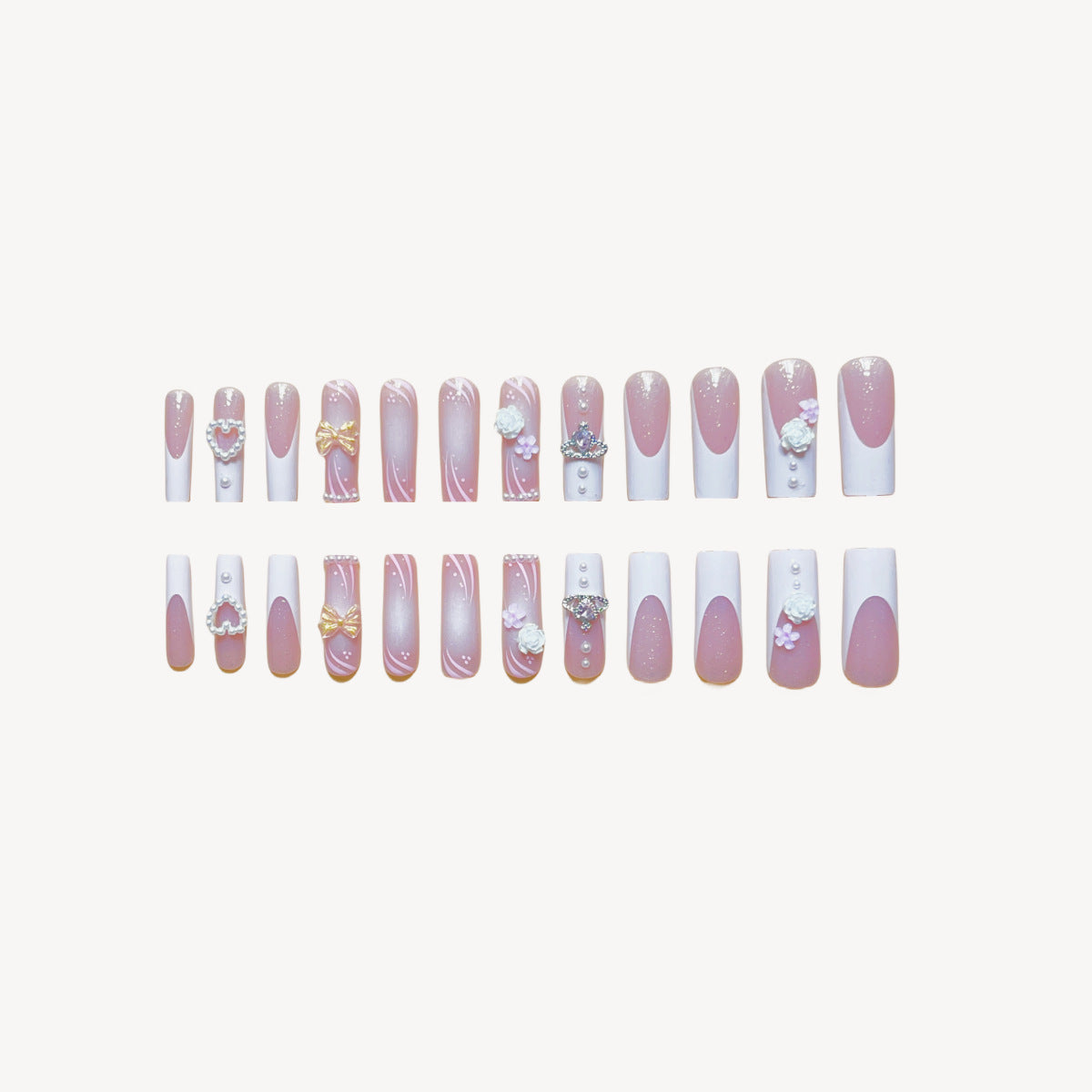 Rectangular Diamond Press On Nails – Multi-Design Long Square Fake Nails