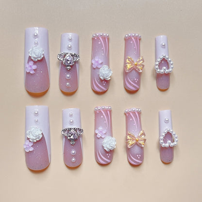 Rectangular Diamond Press On Nails – Multi-Design Long Square Fake Nails
