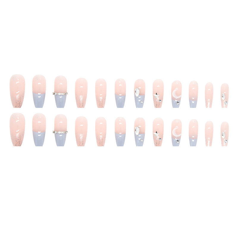 Stars and Moon Fake Nails for Women – Long Press-On Nails Set | Celestial Nail Art USA