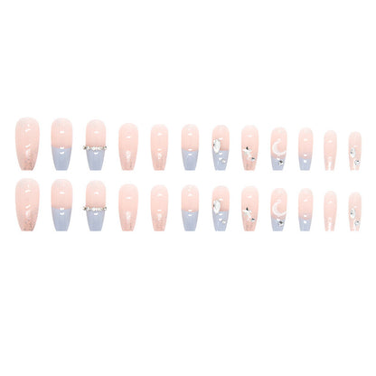 Stars and Moon Fake Nails for Women – Long Press-On Nails Set | Celestial Nail Art USA