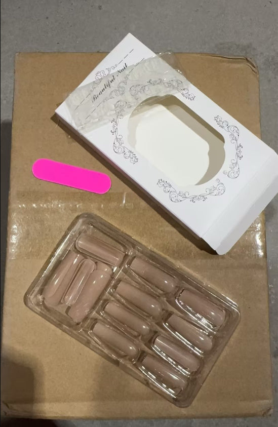 Starry Sky Fake Nails – Solid Color Press On Nails with Jelly Glue | INS Style