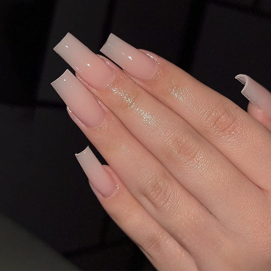 Starry Sky Fake Nails – Solid Color Press On Nails with Jelly Glue | INS Style