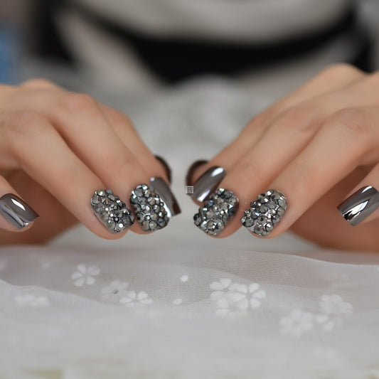 Metal False Nails for Women – Square Press On Nails in Multiple Colors