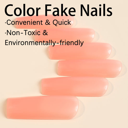 Starry Sky Fake Nails – Solid Color Press On Nails with Jelly Glue | INS Style