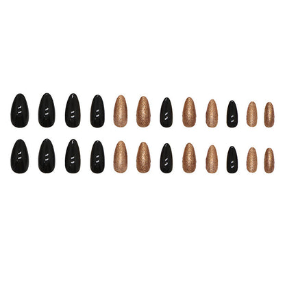 Flash Black Gold Nails – Luxury European & American Press On Nails with Glue