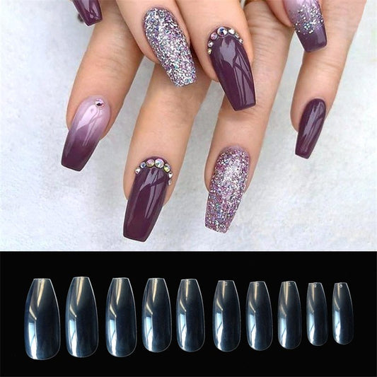 500pcs Transparent Natural Fake Nails – Acrylic ABS French Tips for Salon & Home