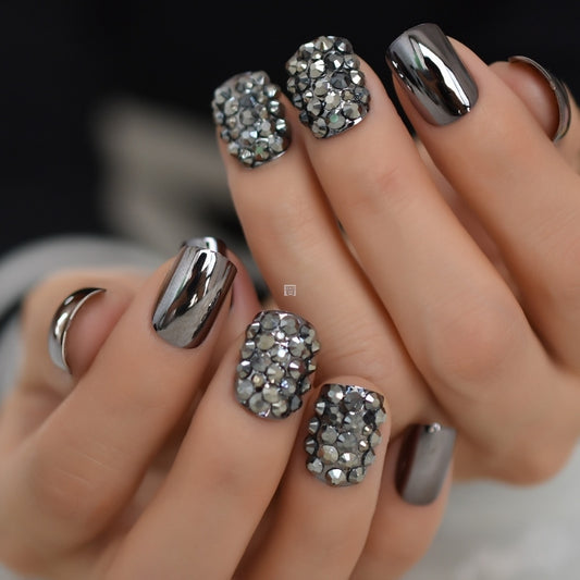 Metal False Nails for Women – Square Press On Nails in Multiple Colors