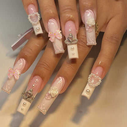 Rectangular Diamond Press On Nails – Multi-Design Long Square Fake Nails