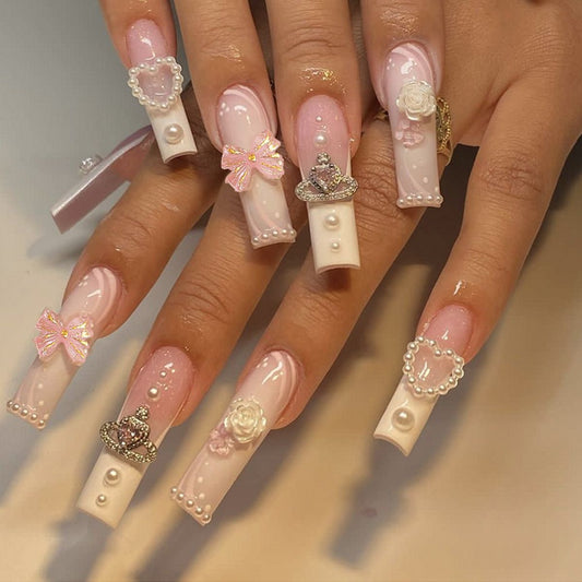 Rectangular Diamond Press On Nails – Multi-Design Long Square Fake Nails