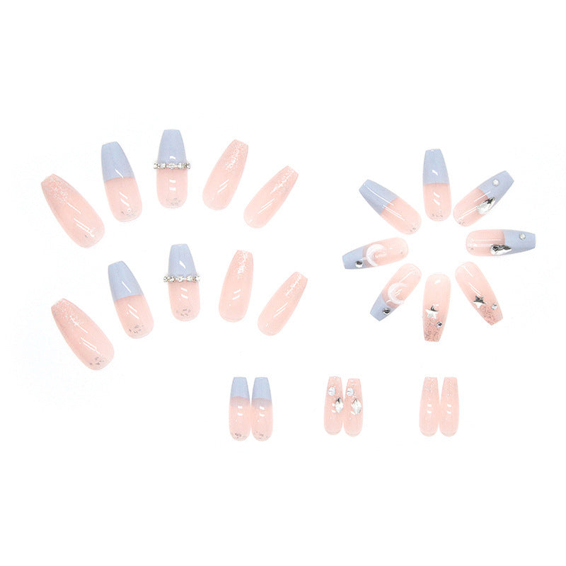 Stars and Moon Fake Nails for Women – Long Press-On Nails Set | Celestial Nail Art USA