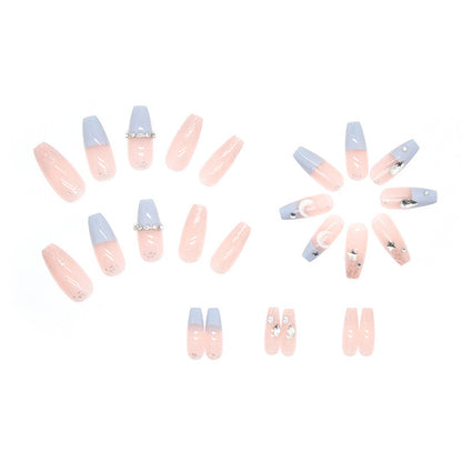 Stars and Moon Fake Nails for Women – Long Press-On Nails Set | Celestial Nail Art USA