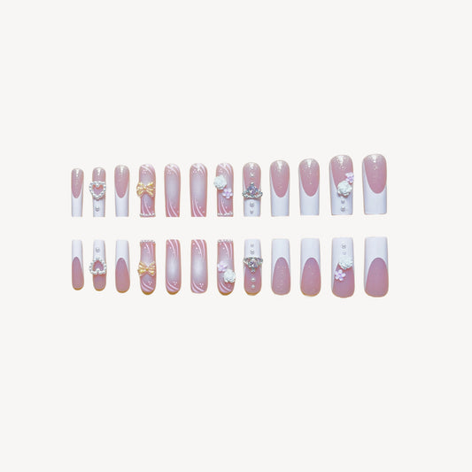 Rectangular Diamond Press On Nails – Multi-Design Long Square Fake Nails